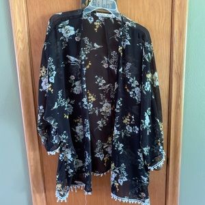 Liberty Love sheer black kimono - size XL